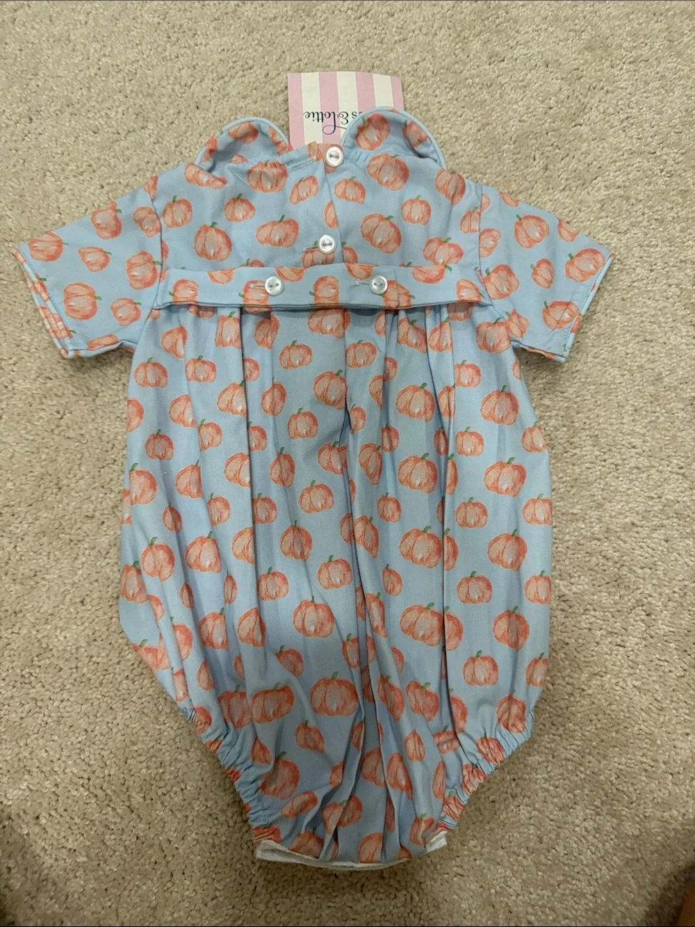 James & Lottie Blue Pumpkin-Print Baby One-Piece